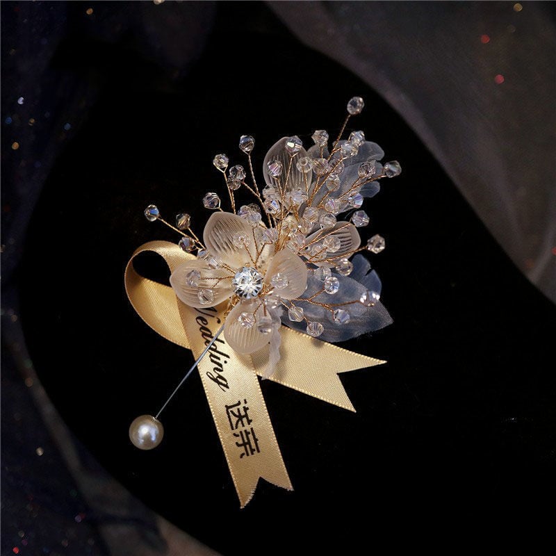 Vjenčani narukvica s cvijetom na zapešće – svila prediva, korejski stil, poklon za mladenku i djevojačke družice