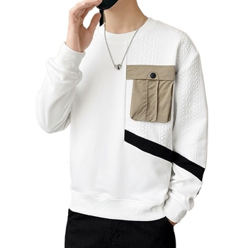 Vīriešu kapucēta puloveris ar garām piedurknēm, apaļais kakls, brīvs piegriezums, pavasara stils