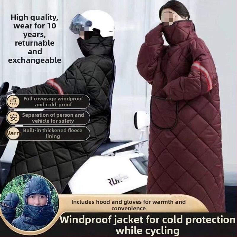 Vėjo nepralaidus švarkas elektrinėms transporto priemonėms ir motociklams, su fliso pamušalu, žiemiškas stilius, dvipusiai atsparus vandeniui