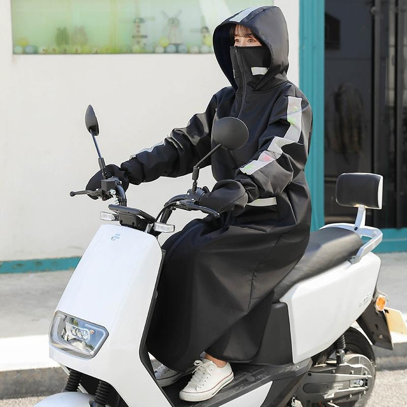 Vėjo nepralaidus švarkas elektrinėms transporto priemonėms ir motociklams, su fliso pamušalu, žiemiškas stilius, dvipusiai atsparus vandeniui