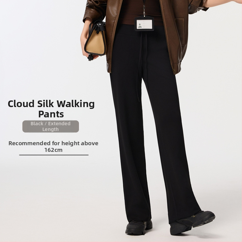 Moteriški kasdieniniai tiesūs keliai iš modalinio pluošto su poliesterio mišiniu, raištelis, tiesus kirpimas su drapavimu, smėlio plovimo apdaila