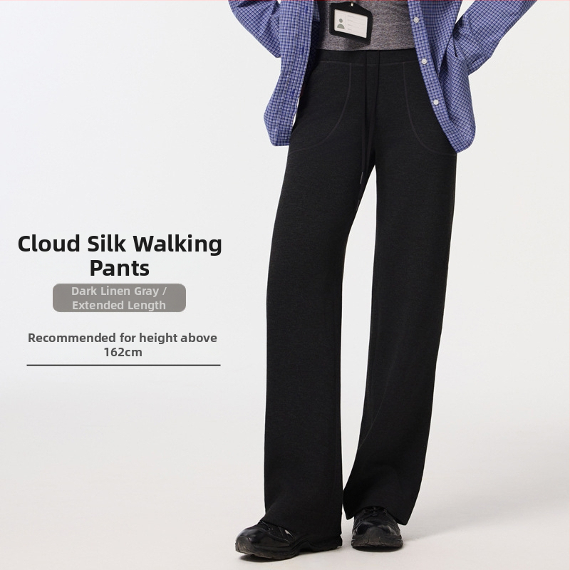 Moteriški kasdieniniai tiesūs keliai iš modalinio pluošto su poliesterio mišiniu, raištelis, tiesus kirpimas su drapavimu, smėlio plovimo apdaila