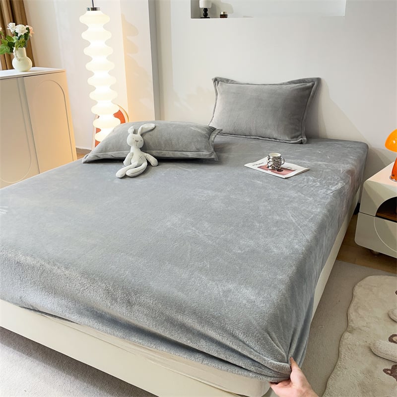 Navlaka za madrac od mliječnog velura s zimskom podstavom od flanel, dvostrani koralni fleece, topao za krevet 1,8 m