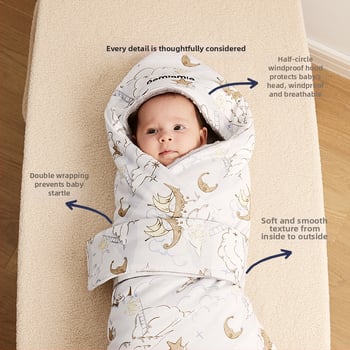 Vsezonski prešivani bebinski swaddle i vreća za spavanje, za novorođenčad, materijal: bambusovo pamuk-gaza, punilo: vlakna, uzorak: crtani likovi cvijeća