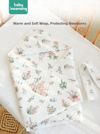 Baba ölelős takaró, lélegző levegő pamut töltet, 100% pamut, cartoon mintával, mosható, újszülötteknek (0–12 hónap), tavasz és nyár