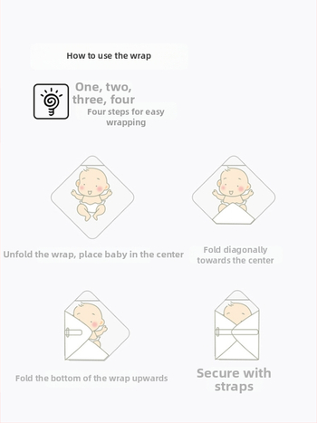 Baba ölelős takaró, lélegző levegő pamut töltet, 100% pamut, cartoon mintával, mosható, újszülötteknek (0–12 hónap), tavasz és nyár