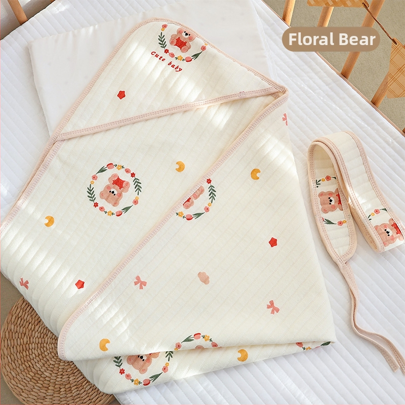 Baba ölelős takaró, lélegző levegő pamut töltet, 100% pamut, cartoon mintával, mosható, újszülötteknek (0–12 hónap), tavasz és nyár