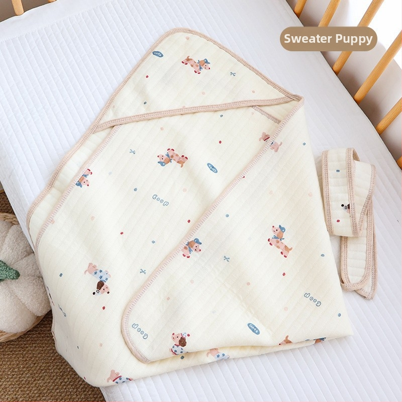 Baba ölelős takaró, lélegző levegő pamut töltet, 100% pamut, cartoon mintával, mosható, újszülötteknek (0–12 hónap), tavasz és nyár