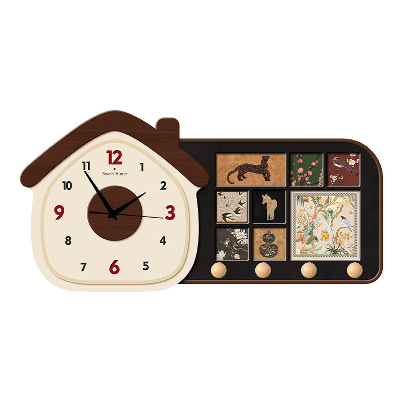 Zidni sat – antički stil, drveni brojčanik, kristalno ogledalo; napajanje baterijom, glatko kretanje sekundne kazaljke, analogni prikaz