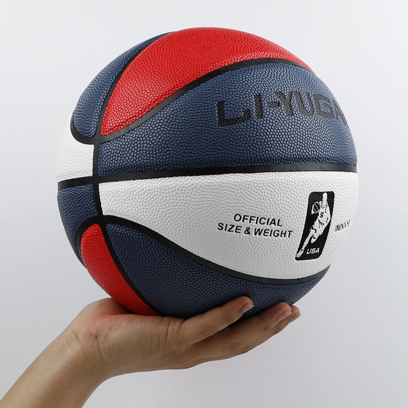 Liyugao PU баскетболна топка — стандартно състезателно изпълнение, износоустойчива, персонализиране на шарка/логотип/текст