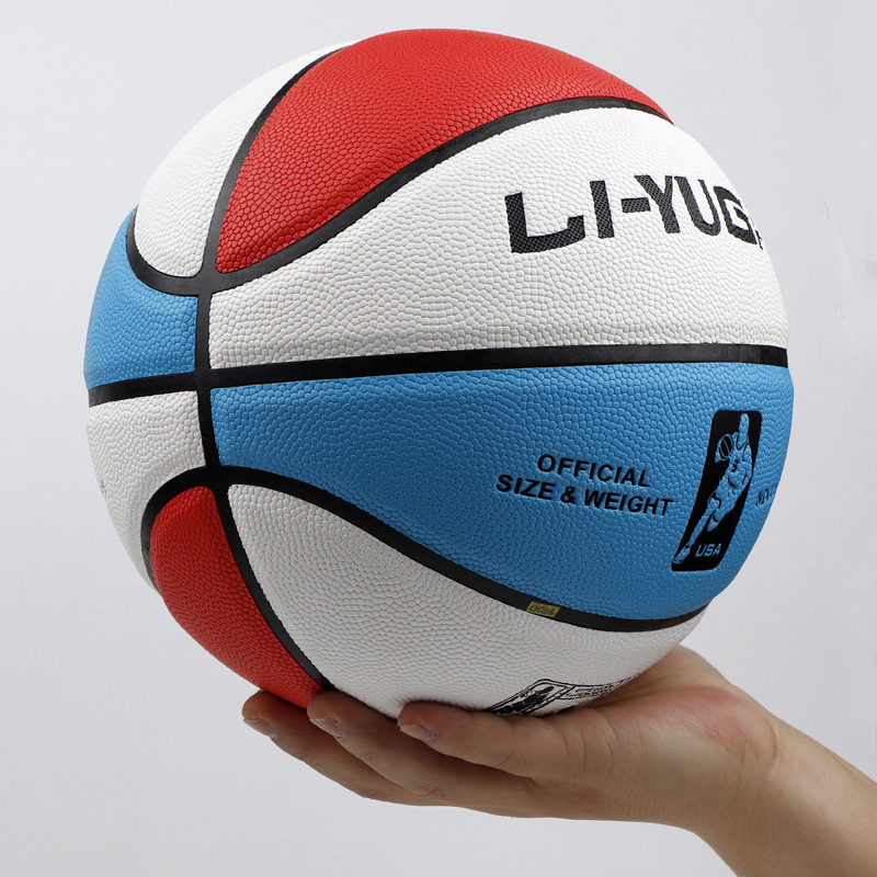 Liyugao PU баскетболна топка — стандартно състезателно изпълнение, износоустойчива, персонализиране на шарка/логотип/текст
