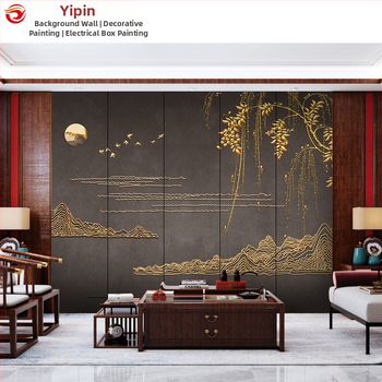 Audinys sieninis muralas, Naujasis Kinijos stilius, tekstūruotas 3D abstraktus peizažas, pritaikoma apdaila, tinkamas svetainei, darbo kambariui ir komercinėms patalpoms