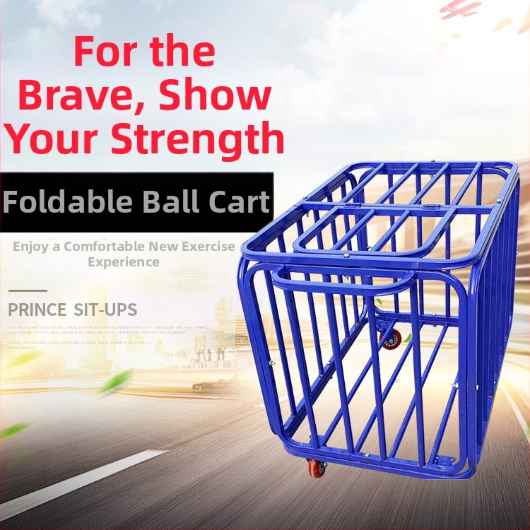 Nerūdijančio plieno mobilus kamuolių laikymo dėklas su sulankstomu rėmu, skirtas krepšiniui ir futbolui