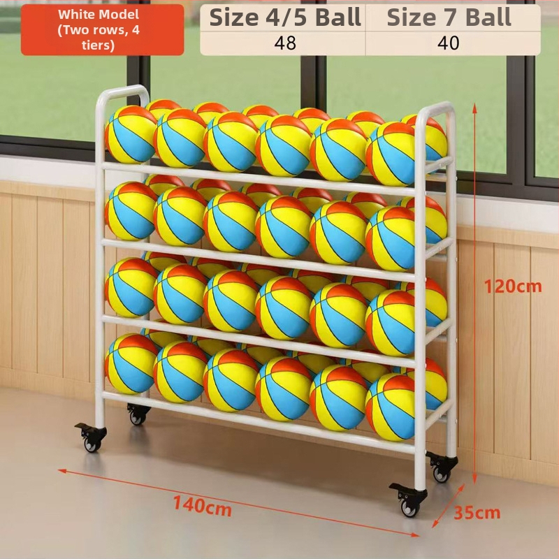 Nerūdijančio plieno mobilus kamuolių laikymo dėklas su sulankstomu rėmu, skirtas krepšiniui ir futbolui