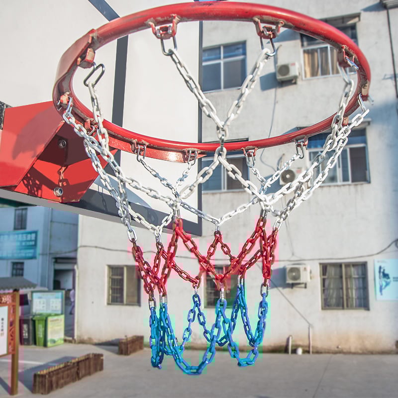 Krepšinio krepšys su geležiniu grandinės tinkleliu, sustiprintas tinklas su 13 kabliukų ir metaliniu rėmu su 12 kabliukų