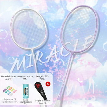 Badmintono raketė su anglies pluošto rėmu, ultralengva, 95–100 g, rankenos storis G5, nailoniniai siūlai, tiesus smūgis, treniruotei