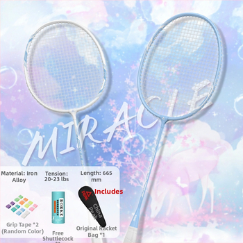 Badmintono raketė su anglies pluošto rėmu, ultralengva, 95–100 g, rankenos storis G5, nailoniniai siūlai, tiesus smūgis, treniruotei
