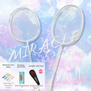 Badmintono raketė su anglies pluošto rėmu, ultralengva, 95–100 g, rankenos storis G5, nailoniniai siūlai, tiesus smūgis, treniruotei