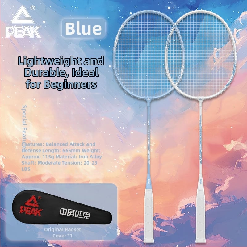 Badmintono raketė su anglies pluošto rėmu, ultralengva, 95–100 g, rankenos storis G5, nailoniniai siūlai, tiesus smūgis, treniruotei