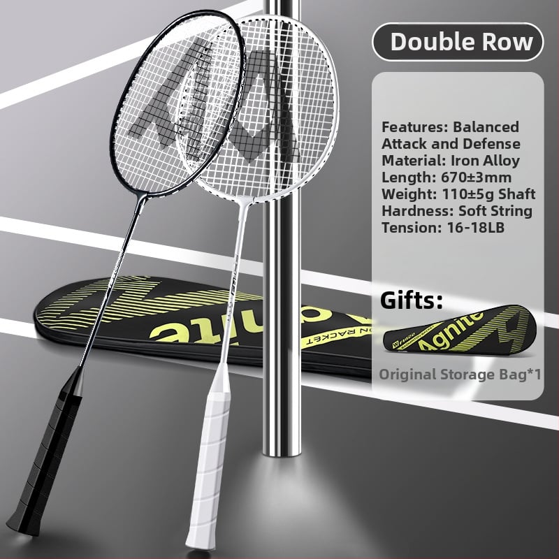 Badmintono raketė Effective — svoris 95–100 g, rėmo medžiaga geležies lydinys, rankenos storis G5, raketės tipas: tiesus smūgis, stiebo kietumas: vidutinis.