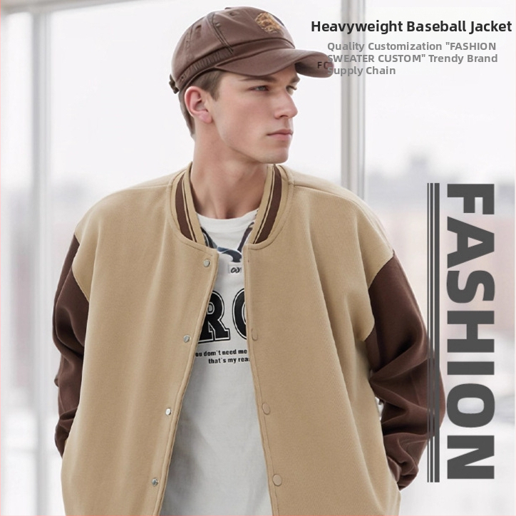 Medvilninė beisbolo tipo striukė su flisu, laisvas kirpimas, ilgomis rankovėmis, žiemai, su reklamos logotipo raštu