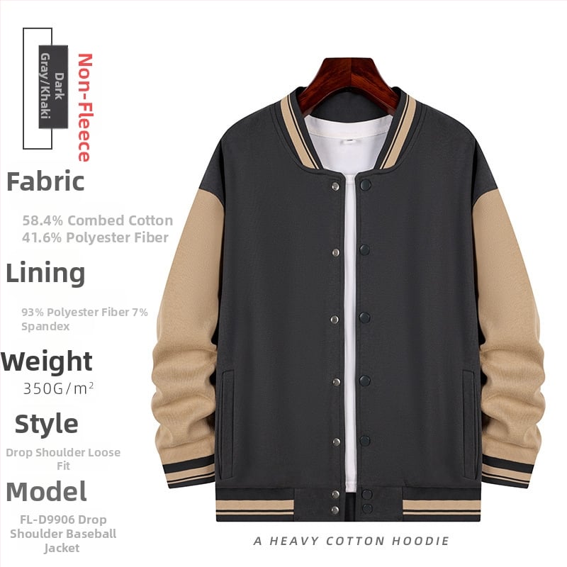 Medvilninė beisbolo tipo striukė su flisu, laisvas kirpimas, ilgomis rankovėmis, žiemai, su reklamos logotipo raštu