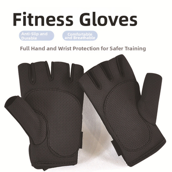 Svorio kilnojimo pirštinės su puse piršto – delno apsauga, kvėpuojanti medžiaga, prieš kalimus, lauko fitnesas