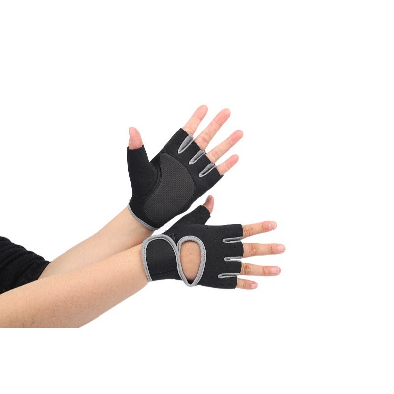 Svorio kilnojimo pirštinės su puse piršto – delno apsauga, kvėpuojanti medžiaga, prieš kalimus, lauko fitnesas