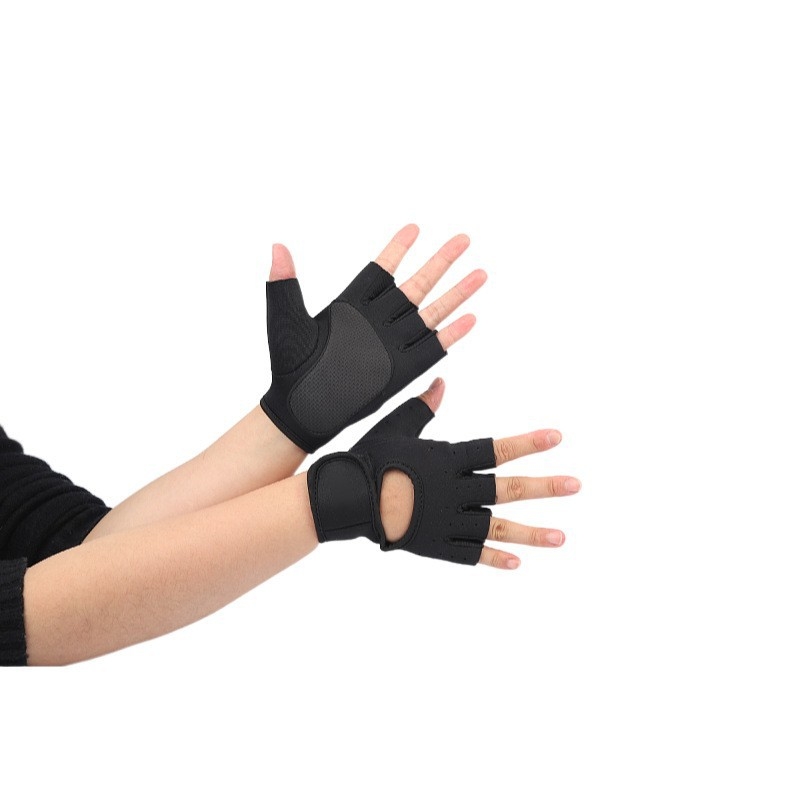 Svorio kilnojimo pirštinės su puse piršto – delno apsauga, kvėpuojanti medžiaga, prieš kalimus, lauko fitnesas