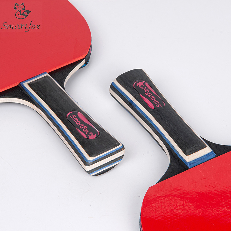 Stalo teniso raketės rinkinys – Fox, Shakehand horizontali raketė, 2 raketės ir 3 kamuoliukai, liepos plokštė, invertuota guma