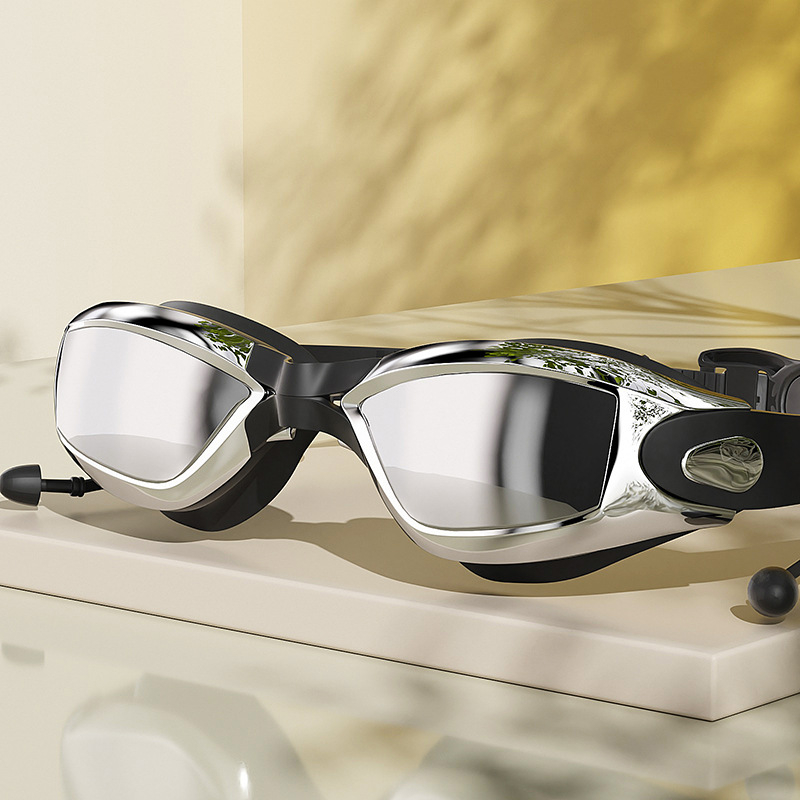 Úszószemüveg miopía korrekcióval, HD vízálló, anti-fog PC lencsékkel, felnőtteknek