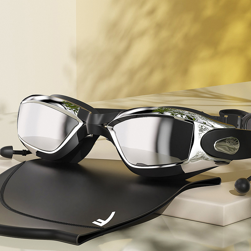 Úszószemüveg miopía korrekcióval, HD vízálló, anti-fog PC lencsékkel, felnőtteknek