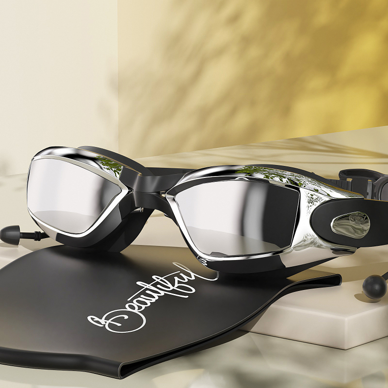 Úszószemüveg miopía korrekcióval, HD vízálló, anti-fog PC lencsékkel, felnőtteknek