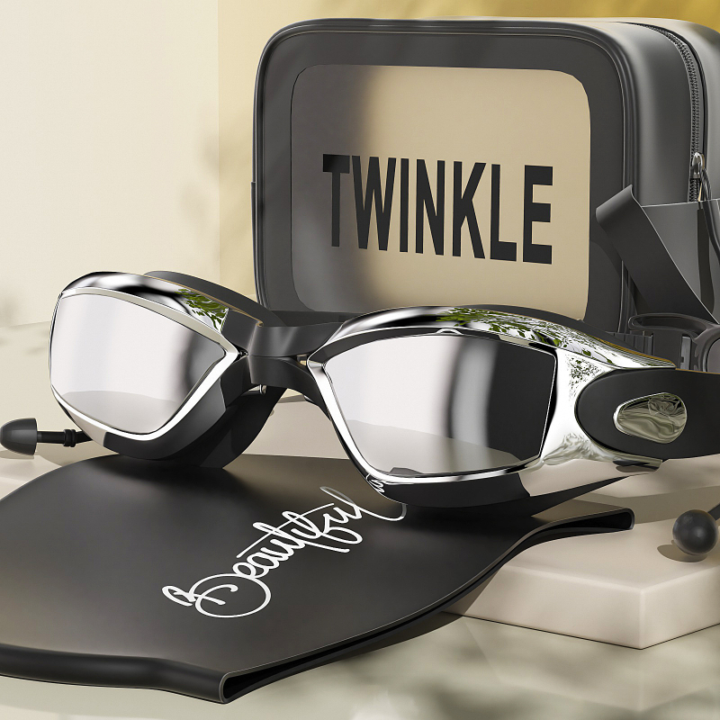 Úszószemüveg miopía korrekcióval, HD vízálló, anti-fog PC lencsékkel, felnőtteknek