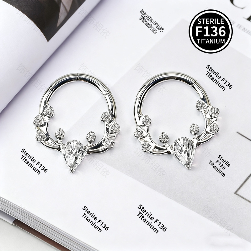 Unisex auskarai iš titano lydinio — geometrinė forma, krištolai, aplinkai draugiška apdorojimas, asmeninis mados stilius