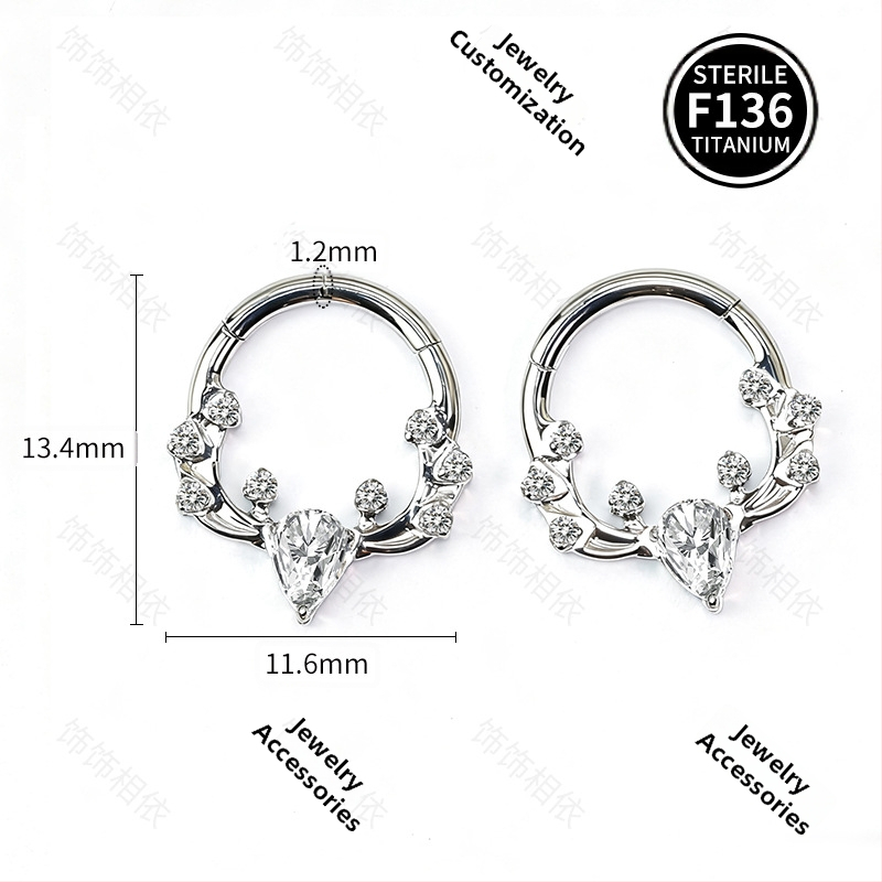 Unisex auskarai iš titano lydinio — geometrinė forma, krištolai, aplinkai draugiška apdorojimas, asmeninis mados stilius