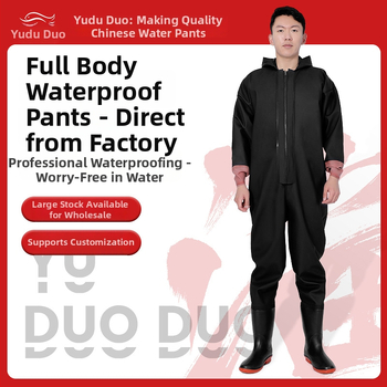 Yuduoduo PVC viso kūno vandeniui atsparus kombinezonas su integruota gelbėjimosi liemene žvejybai ir plaukimui; be kišenių