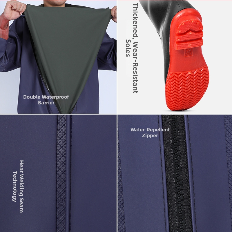 Yuduoduo PVC plná vodotesná kombinéza s integrovanou záchrannou vestou pre rybolov a plávanie; bez vreciek