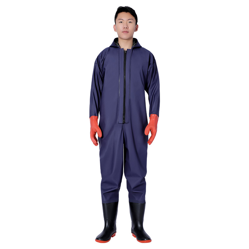 Yuduoduo PVC viso kūno vandeniui atsparus kombinezonas su integruota gelbėjimosi liemene žvejybai ir plaukimui; be kišenių