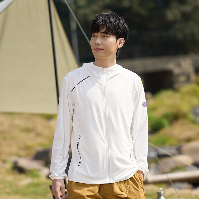 Unisex lauko windbreaker su gobtuvu, UPF50+ UV apsauga, kvėpuojantis nailonas, greitai džiūsta, tinka vasarai ir pavasariui