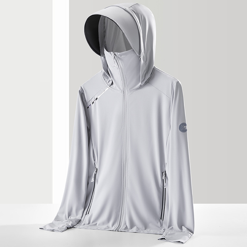 Unisex lauko windbreaker su gobtuvu, UPF50+ UV apsauga, kvėpuojantis nailonas, greitai džiūsta, tinka vasarai ir pavasariui