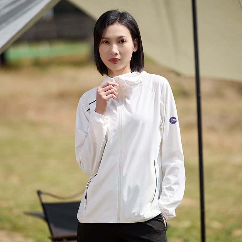 Unisex lauko windbreaker su gobtuvu, UPF50+ UV apsauga, kvėpuojantis nailonas, greitai džiūsta, tinka vasarai ir pavasariui