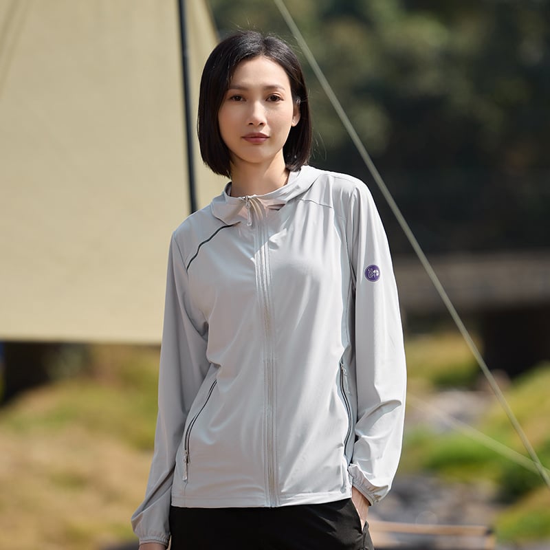 Unisex lauko windbreaker su gobtuvu, UPF50+ UV apsauga, kvėpuojantis nailonas, greitai džiūsta, tinka vasarai ir pavasariui