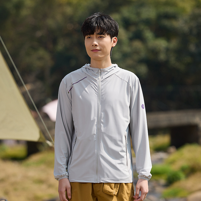 Unisex lauko windbreaker su gobtuvu, UPF50+ UV apsauga, kvėpuojantis nailonas, greitai džiūsta, tinka vasarai ir pavasariui