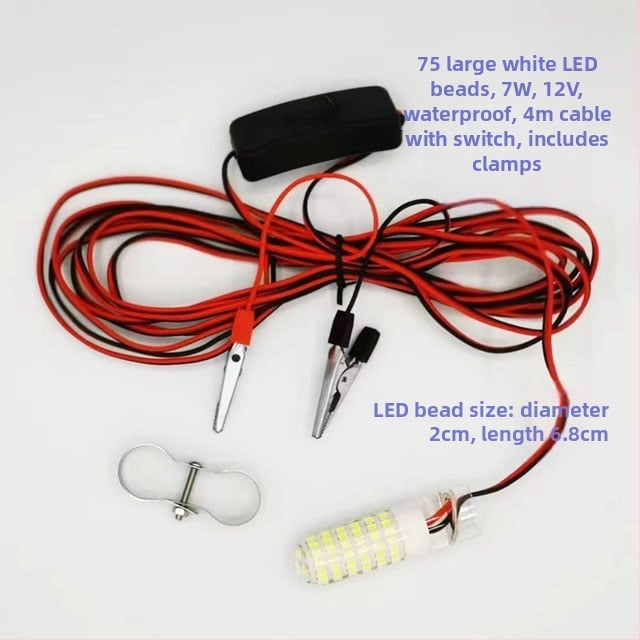 Víz alatti halászati lámpa - LED, 12V, vízálló, nagy fényerő