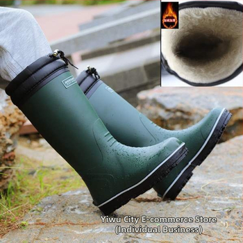 Meeste kõrged vihmasaapad kummist tallaga, libisemiskindlad, soojad ja vastupidavad