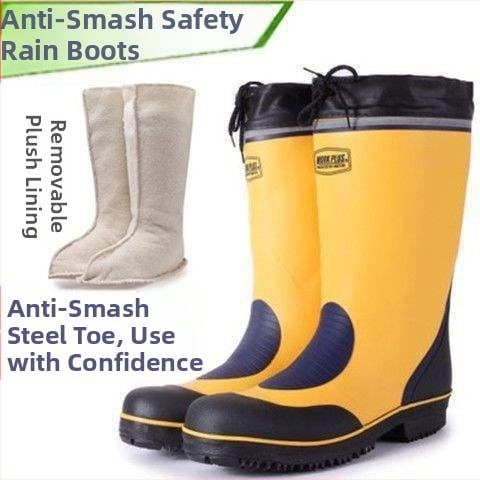 Meeste kõrged vihmasaapad kummist tallaga, libisemiskindlad, soojad ja vastupidavad