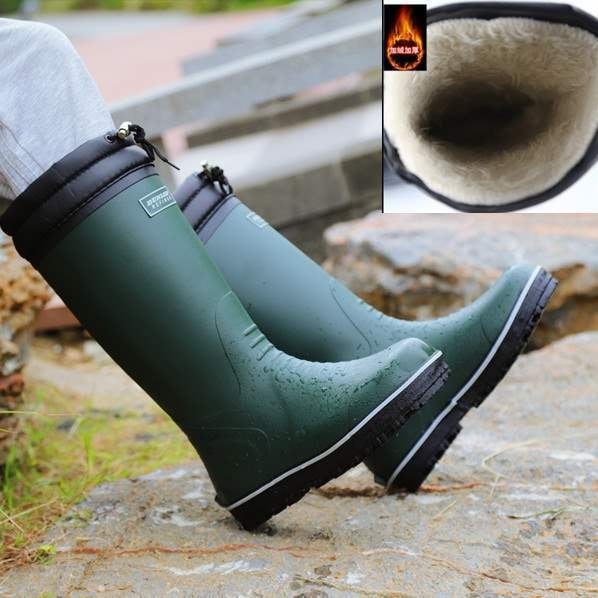 Meeste kõrged vihmasaapad kummist tallaga, libisemiskindlad, soojad ja vastupidavad