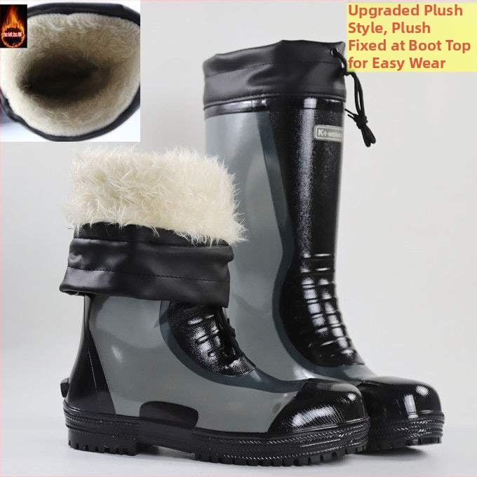 Meeste kõrged vihmasaapad kummist tallaga, libisemiskindlad, soojad ja vastupidavad