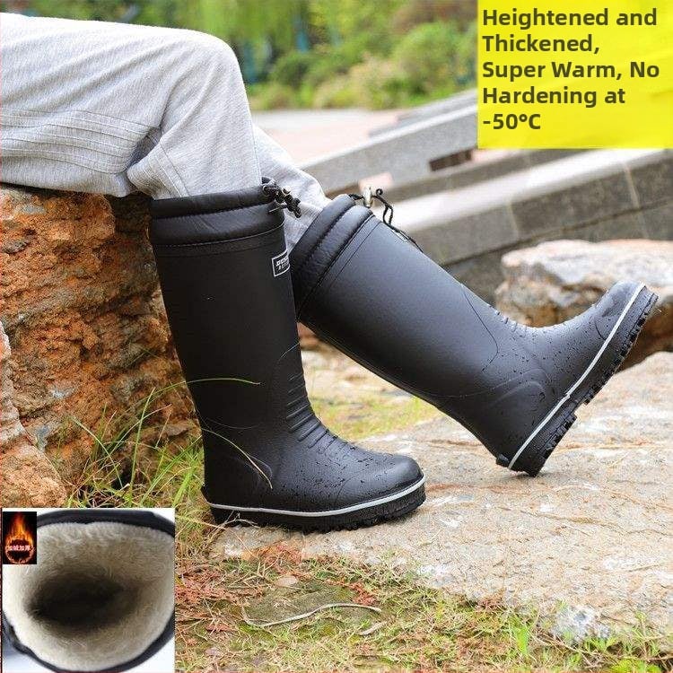Meeste kõrged vihmasaapad kummist tallaga, libisemiskindlad, soojad ja vastupidavad
